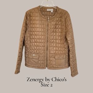 ZenEnergy by Chico’s Fall Winter Career Wear Quilted Zip-Up Jacket Sz 2